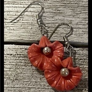 Elegant Coral Floral Earrings